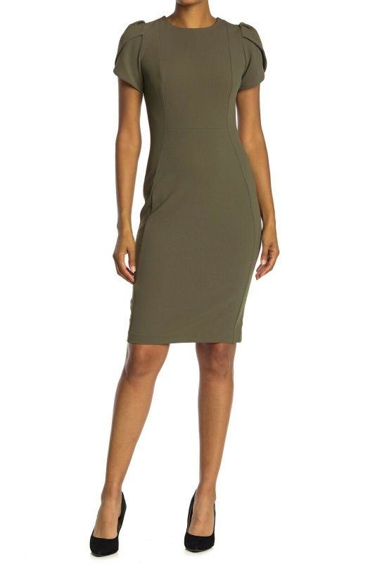 Photo 1 of Calvin Klein Women's Tulip Sleeved Sheath Dress 14