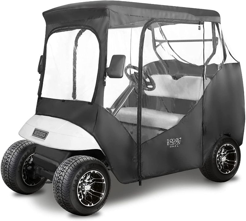 Photo 1 of 10L0L Golf Cart Deluxe Driving Enclosure 2 Passenger Fits EZGO TXT Golf Cart Only, 600D Waterproof Portable Drivable Golf Cart Storage Cover Enclosure - Black