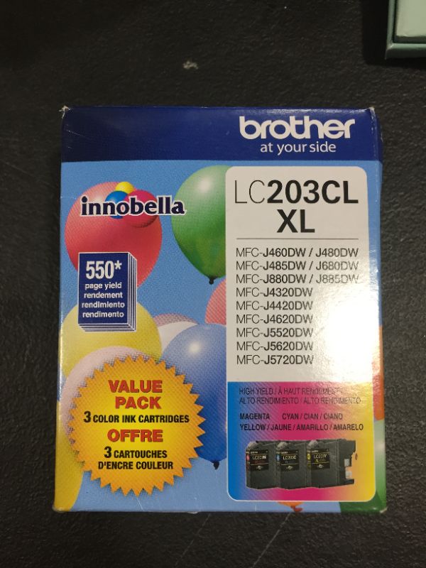 Photo 2 of Brother Genuine High Yield Color Ink Cartridge, LC2033PKS, Replacement Color Ink Three Pack, Includes 1 Cartridge Each of Cyan, Magenta & Yellow, Page Yield Up To 550 Pages, Amazon Dash Replenishment Cartridge, LC203