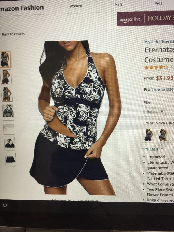 Photo 1 of Eternatastic Women Bandeau Floral Print Tankini Swimsuit Costume Two Piece Swimwear with Skirt size:MEDIUM