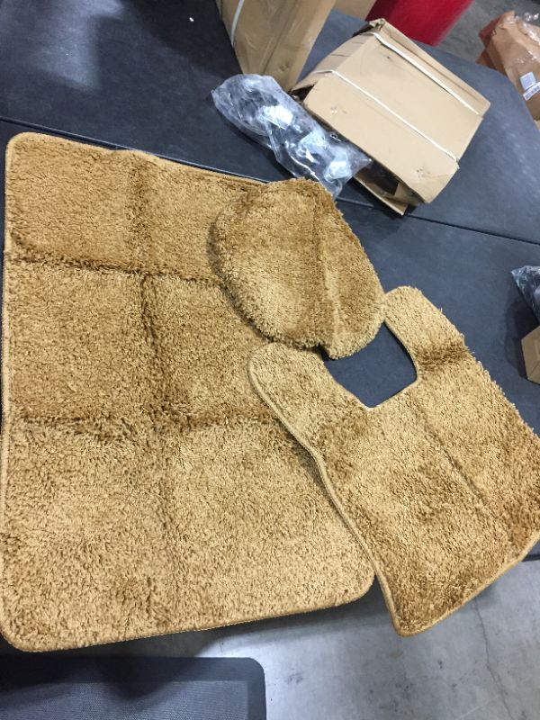 Photo 1 of bathroom rug set 3 piece gold