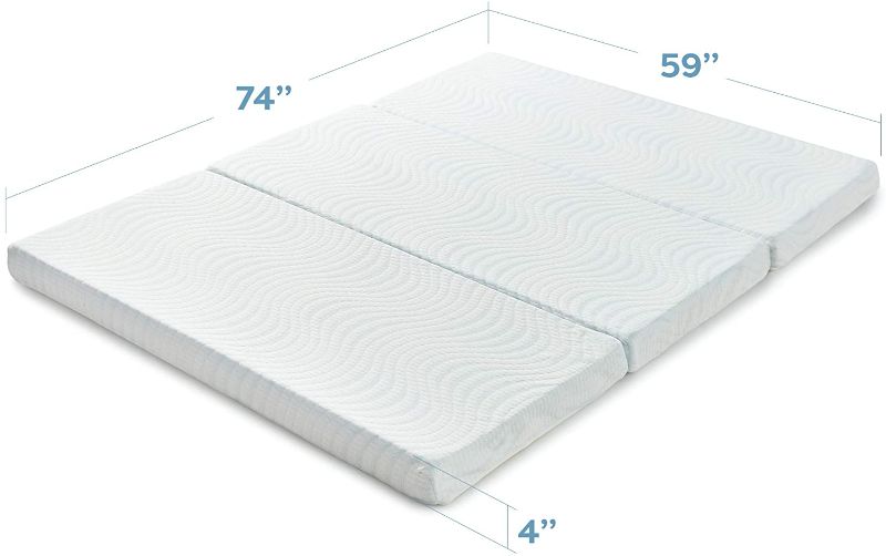 Photo 1 of Best Price Mattress 4 Inch Trifold Memory Foam Mattress Topper with Cooling Gel Infusion, CertiPUR-US Certified, Short Queen
