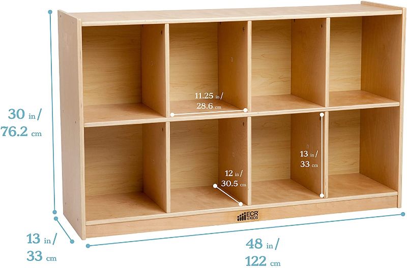 Photo 1 of ECR4Kids-ELR-17253 Natural Birch Hardwood 8 Compartment Backpack Storage Cubby Unit
