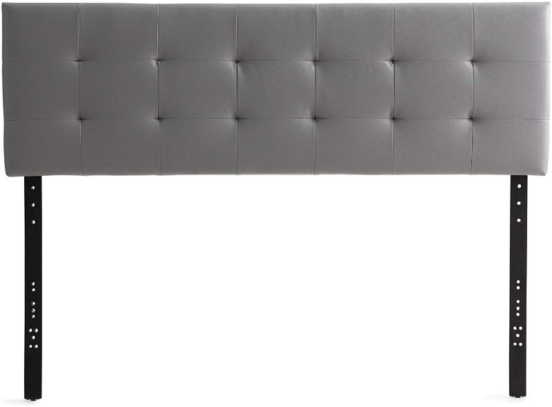 Photo 1 of Edenbrook Hawthorne Faux Leather Headboard - Modern -Adjustable Height - Buttonless Tufting, Queen, Grey
