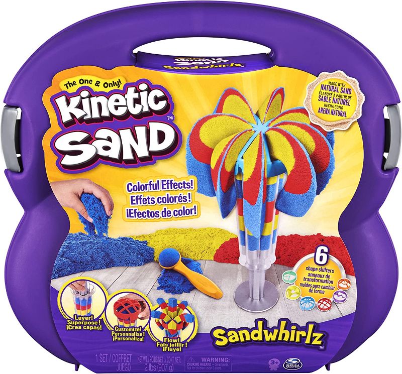 Photo 1 of Kinetic Sand, Sandwhirlz Playset with 3 Colors of Kinetic Sand (2lbs) and Over 10 Tools, for Kids Aged 3 and up
