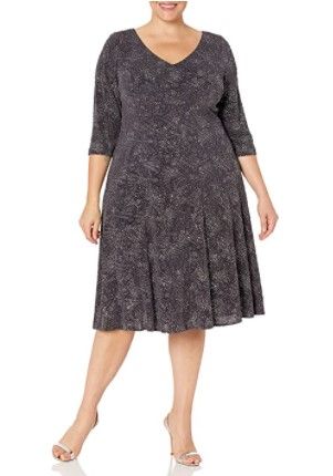 Photo 1 of Alex Evenings Women's Plus Size Short Jacquard A-line V-Neck Dress Special Occasion--16W
