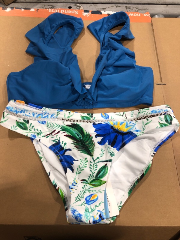 Photo 1 of Cupshe Summer Dream Blue Bikini with Floral Bottom- M
