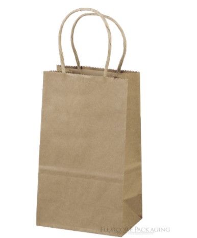 Photo 1 of Brown Kraft Paper Bags, 5.25"x3.5"x8.25", 100ct
