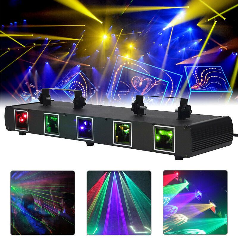 Photo 2 of Laser Light 5 Lens 5 Beam RGBYC DJ Stage Lighting Disco Show DMX Projector Light
