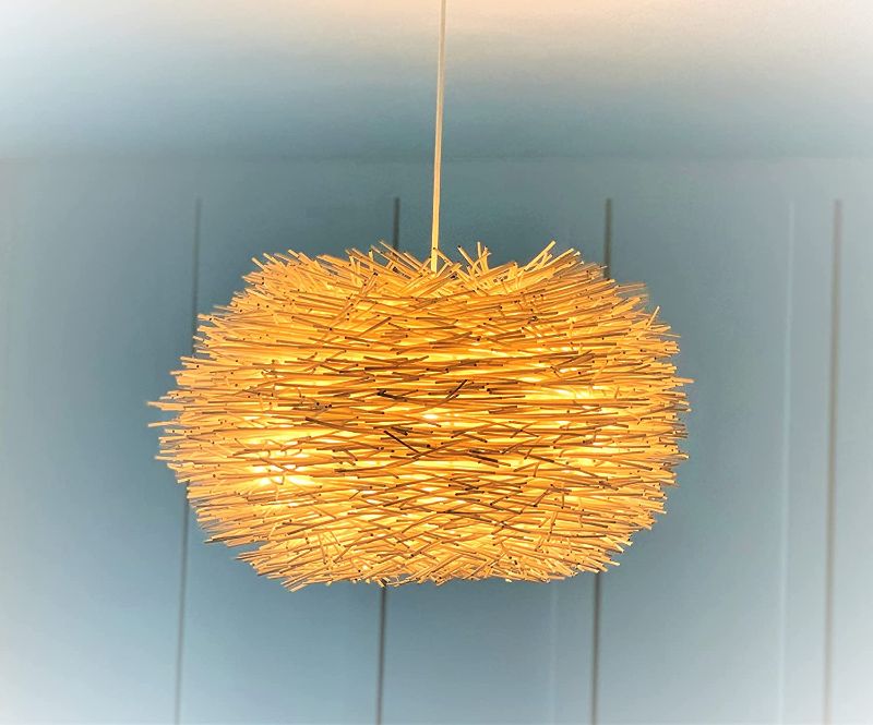 Photo 1 of Bamboo Pendant Light  Bird Nest Rattan Hanging Ceiling Pendant | Chandelier Light