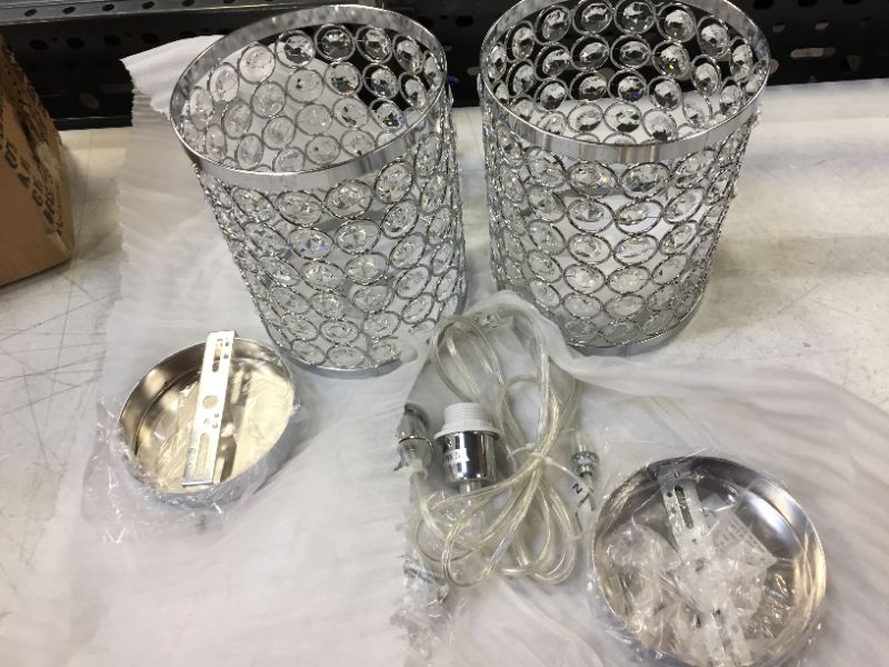 Photo 7 of Cylinder Chrome Crystal Vanity Light Shade set of 2