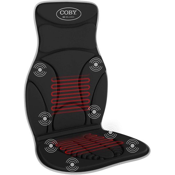 Photo 1 of COBY Massaging Car Seat Cushion with Heat | Therapeutic Vibrating Massage Pad for Upper/Lower Back, Shoulder, Waist & Thighs | 5 Massage Programs in Backrest & Seat for Full Body Pain Relief
