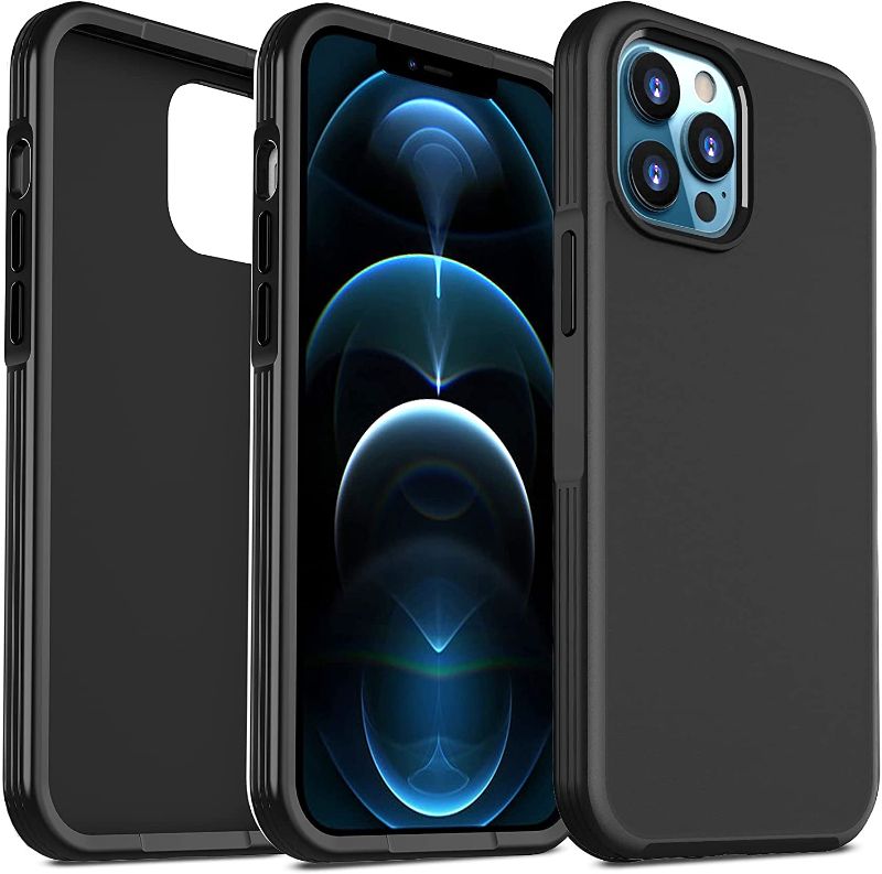 Photo 1 of IMBZBK Designed for iPhone 12 Pro Max Phone Case, Military Grade Protection, Matte Hard PC Back & Flexible Frame, Shockproof Heavy Duty Protective Cases Cover for iPhone 12 Pro Max 5G 2020, Black
