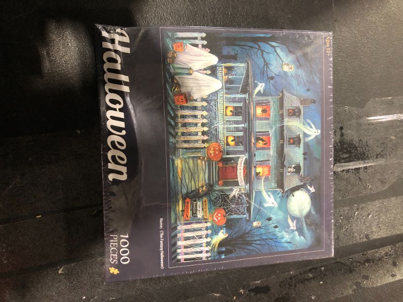 Photo 2 of Bits and Pieces - 1000 Piece Jigsaw Puzzle for Adults 20" x 27"  - Enter If You Dare - 1000 pc Haunted House Halloween Trick or Treat Jigsaw by Artist Ruane Manning
