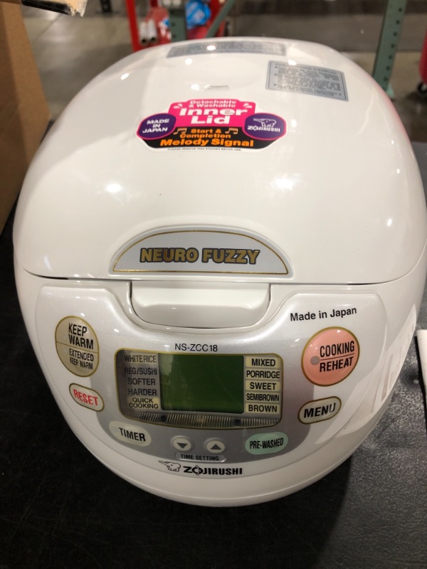 Photo 3 of Zojirushi NS-ZCC18 Neuro Fuzzy Rice Cooker & Warmer, 10 Cup, Premium White, Made in Japan