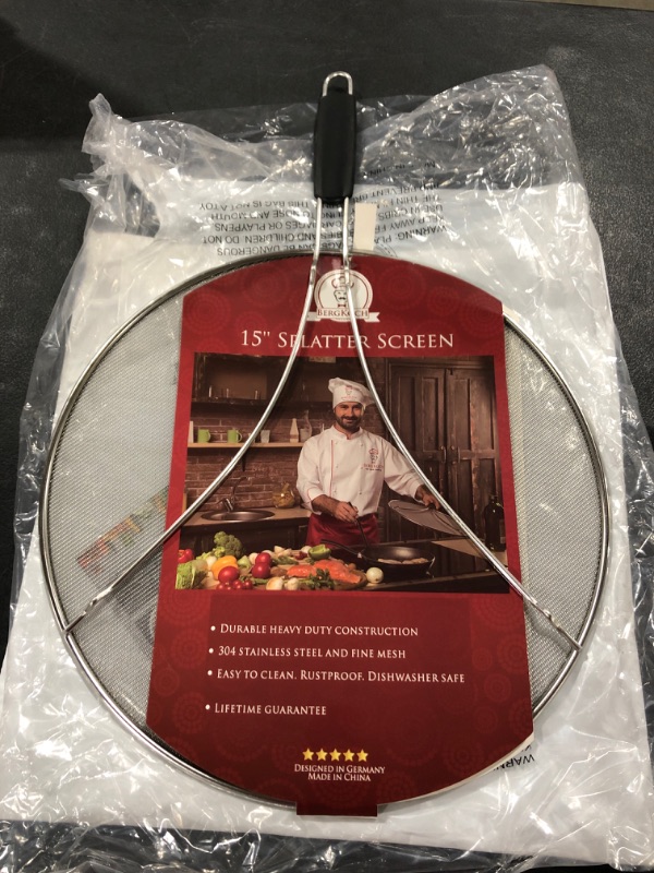 Photo 1 of 15 INCH Splatter Screen for Frying Pan - Stops Almost 100% of Hot Oil Splash - Large 13" Stainless Steel Grease Guard Shield and Catcher- Keeps Stove and Pans Clean & Prevents Burns When Cooking. MAY VARY FROM PHOTO SLIGHTLY.
