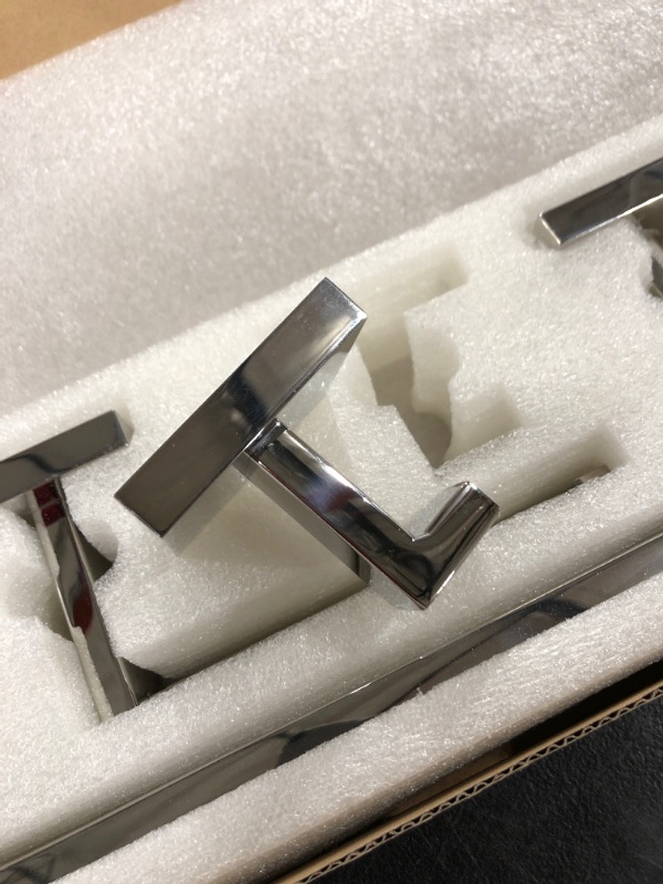 Photo 3 of 4 PIECE BATHROOM TOWEL BAR AND HOOK SET. CHROME. OPEN BOX. NEW.