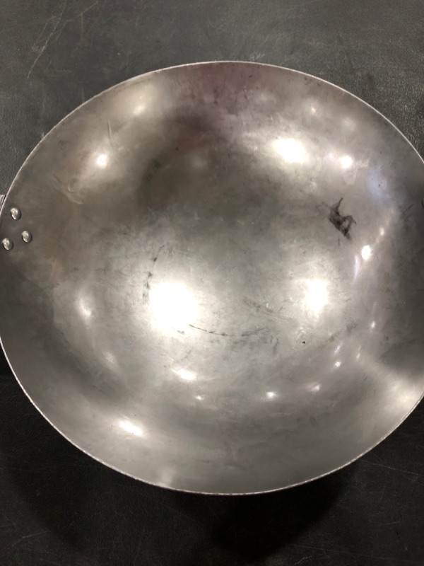 Photo 1 of Bielmeier 14 Inch Carbon Steel Wok with Wok Ring ,Woks and Stir Fry Pans with Sponge, Round Bottom Wok pan for Home and Professional Cooking
