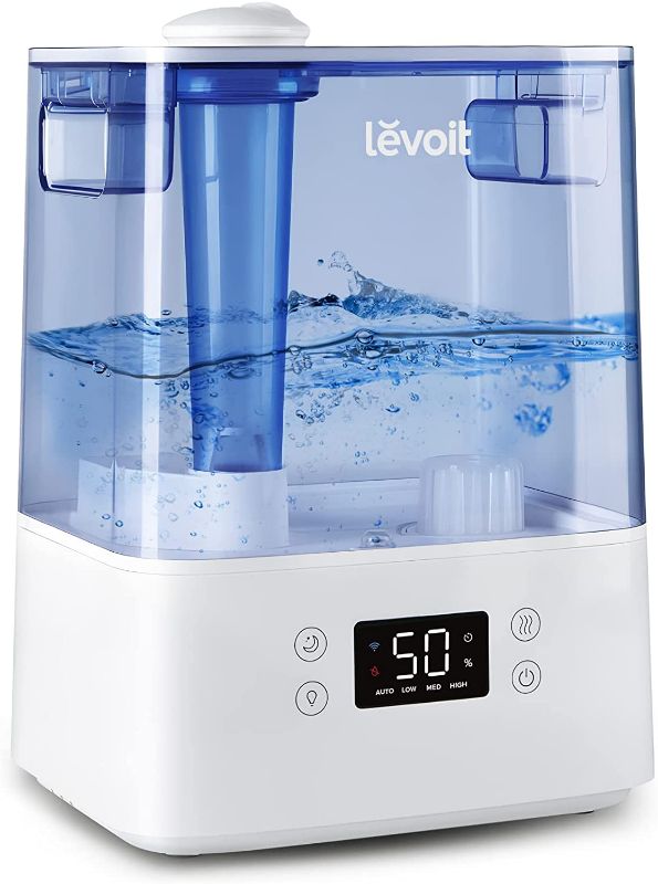 Photo 1 of LEVOIT Humidifiers for Bedroom Large Room Home, Smart Wifi Alexa Control, 6L Top Fill Cool Mist for Baby and Plants, Ultrasonic, Essential Oil Diffuser, Customized Humidity, Night Light, Quiet, Blue
PRIOR USE. 