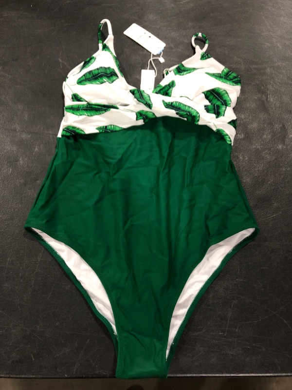 Photo 2 of CUPSHE Banana Leaf Twist-Front One Piece Swimsuit (L)
