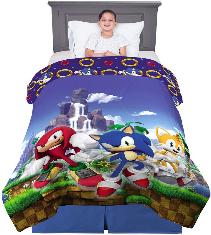 Photo 1 of Franco Kids Bedding Super Soft Microfiber Reversible Comforter, Twin/Full Size 72" x 86", Sonic The Hedgehog
