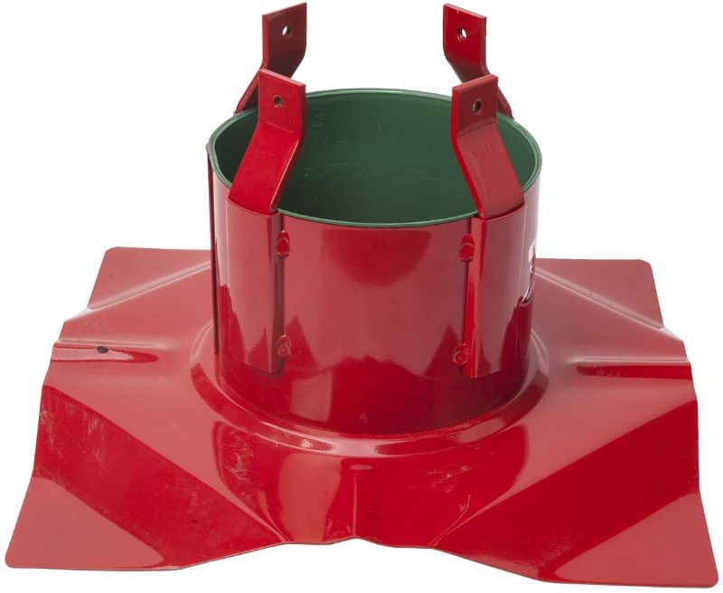 Photo 1 of 8 Ft. Steel Red Christmas Tree Stand
