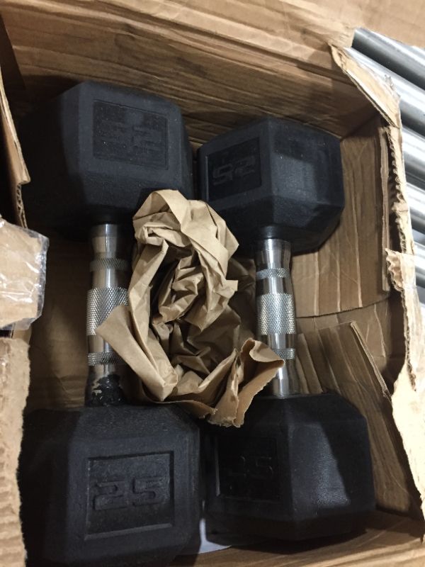 Photo 2 of  Dumbbells Free Weights Dumbbells Weight Set Rubber Coated cast Iron Hex Black Dumbbell 25lbs
