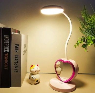 Photo 1 of LED Desk Lamp for Kids, Small Desk Lamp with USB Charging Port & Pen Holder and Phone Stand, Cute Lamp with 2 Color Modes,Eye-Caring Study Table Lamp Pink for Girls College Dorm Bedroom Reading
