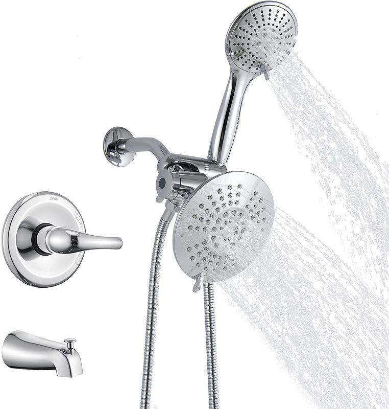 Photo 1 of AIHOM Shower System Shower Faucet Set, Dual Shower Heads, 2 in 1 Shower Faucets Set with 5 Function Hand Shower and Tub Faucet Shower Combo Set, Brushed Nickel/Matte Black
