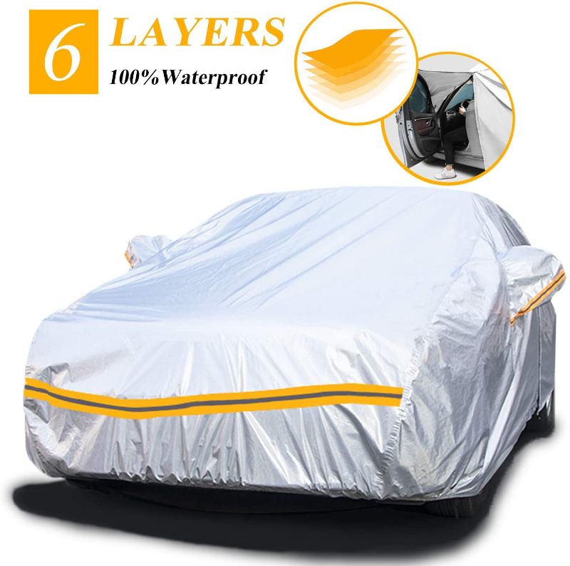 Photo 1 of Autsop Car Cover Waterproof All Weather,6 Layers Car Cover for Automobiles Outdoor Full Cover Sun Hail UV Dust Protection with Zipper, Universal A7-2L+(Fits Hatchback up to 177")
