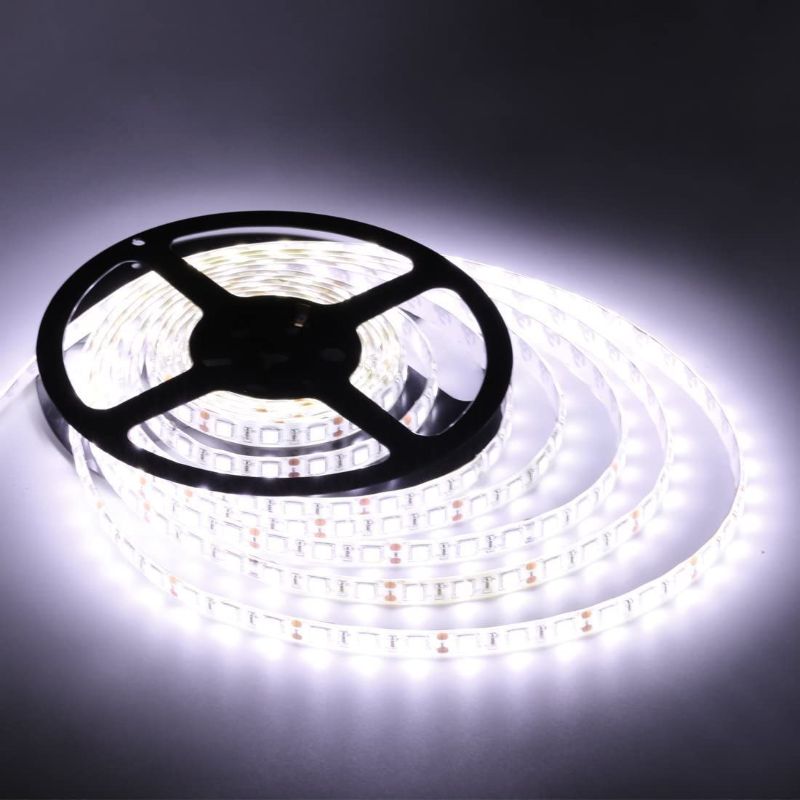 Photo 1 of Foxdam Flexible LED Strip Lights,300 Units SMD 5050 LEDs,LED Strips,Waterproof,12 Volt LED Light Strips, Pack of 16.4ft/5m,for Holiday/Home/Party/Indoor/Outdoor Decoration(White) 2 PACK 
