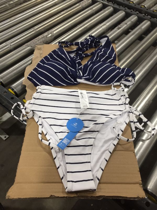 Photo 1 of LARGE NAVY BLUE AND WHITE STRIPED BIKINI 