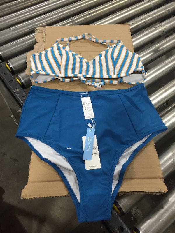 Photo 1 of LARGE Orange and Blue Striped Bikini 