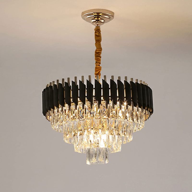 Photo 1 of AOISAVIN Modern Small Entry Contemporary Chandelier with Crystal Black and Gold Chandelier Pendant Light Fixture for Entryway Living Room Dining Room Bedroom Bathroom Chandelier(Diameter: 21.6 inches)
