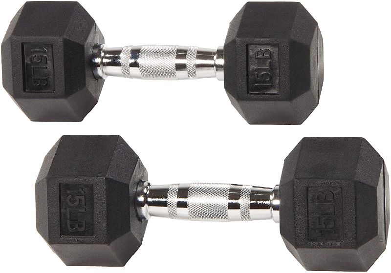 Photo 1 of Balancefrom Rubber Encased Hex Dumbbell in Pairs 15lbs each 
