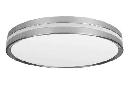 Photo 1 of Ashburrow 15 in. LED Color Changing Flush Mount with Night Light Brushed Nickel Finish
