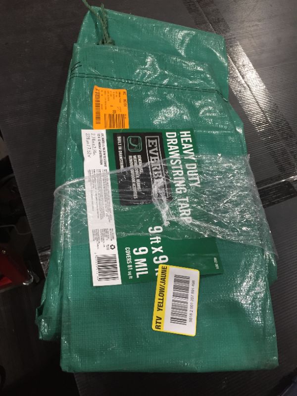 Photo 2 of Everbilt 9 Ft. X 9 Ft. Green Heavy Duty Drawstring Tarp, Green
