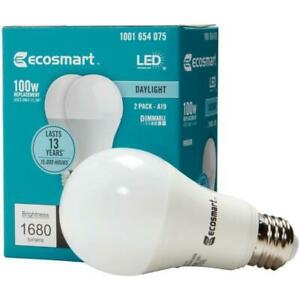 Photo 1 of 100W(eq.) Daylight A19 Energy Star, Dimmable LED Bulb (2-Pack)
