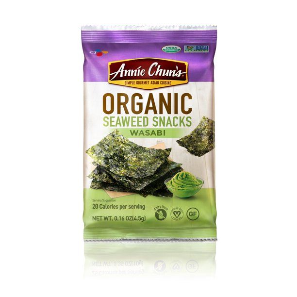 Photo 1 of Annie Chun's Organic Wasabi Seaweed Snack 0.16 oz, pack of 12 [exp 3.3.22]