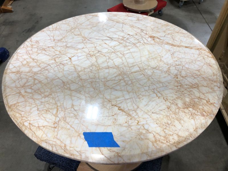 Photo 4 of LIGHT MARBLE CENTER TABLE 29H X 36W 21DIA BASE INCHES