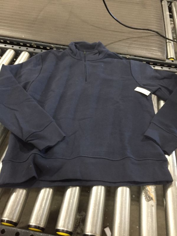 Photo 2 of Amazon Essentials Men's Long-Sleeve Quarter-Zip Fleece Sweatshirt, Navy, Large

