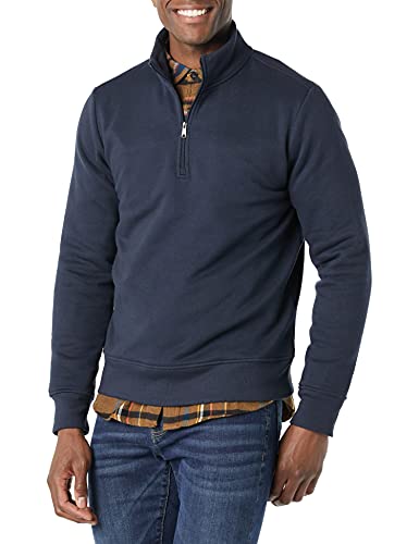 Photo 1 of Amazon Essentials Men's Long-Sleeve Quarter-Zip Fleece Sweatshirt, Navy, Large
