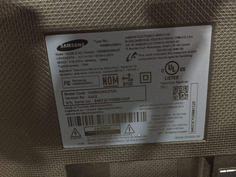 Photo 4 of SAMSUNG 55IN 2015 MODEL HG55ND890UF