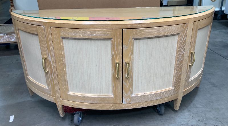 Photo 1 of Wood Entertainment Center with glass top 31H x 63L x 17W inches