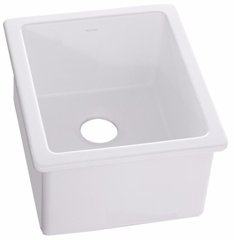 Photo 1 of 16 Inch Undermount Bar Sink with Fireclay Material, Durable Design and Sound Guard Material: White