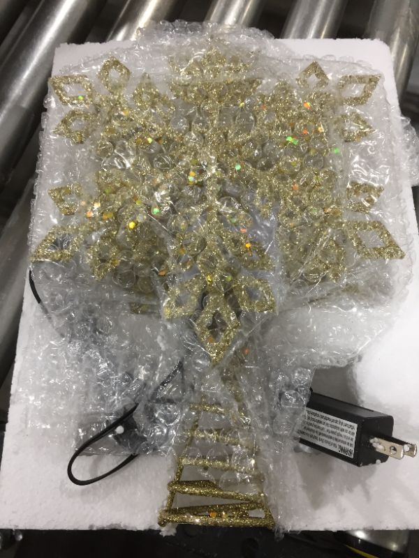 Photo 2 of Winter Lane Color-Changing LED Snowstorm Effect LED Tree Topper GOLD