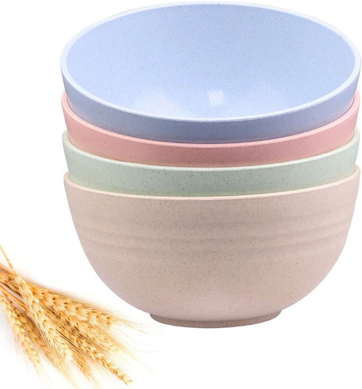 Photo 1 of 24 OZ Wheat Straw Fiber Lightweight Bowl Sets 4 - Dishwasher & Microwave Safe - for,Rice,Soup Bowls