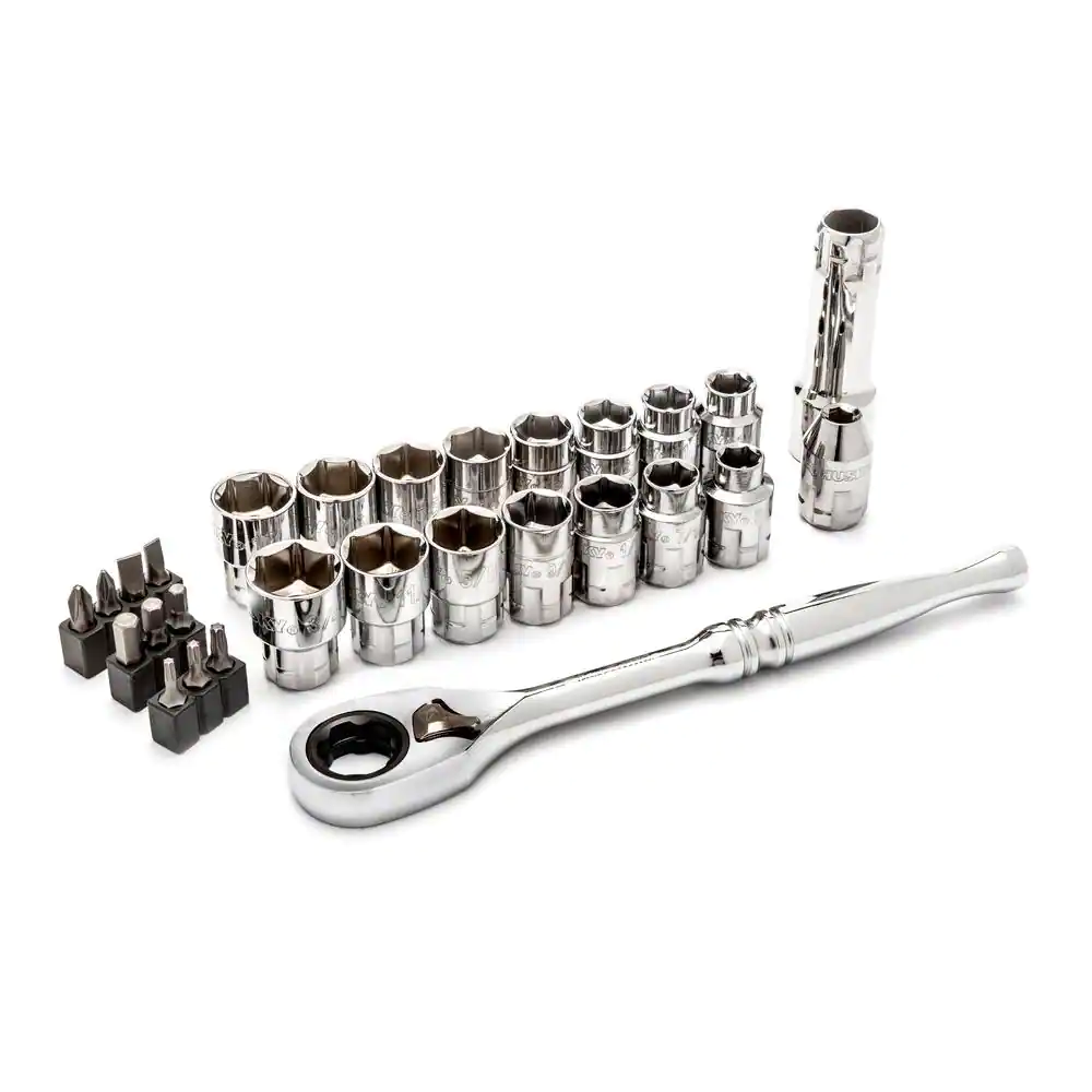 Photo 1 of 3/8 in. Drive 6-Point Pass-Thru Ratchet and Socket Set (28-Piece)
