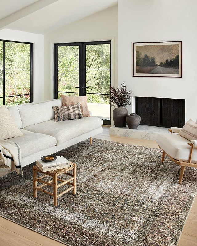 Photo 1 of Amber Lewis x Loloi Georgie Collection GER-07 Moss / Salmon 7'6" x 9'6" Area Rug
