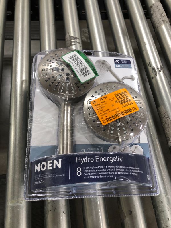 Photo 2 of HydroEnergetix 8-Spray Patterns with 1.75 GPM 4.75 in. Wall Mount Dual Shower Heads in Spot Resist Brushed Nickel
